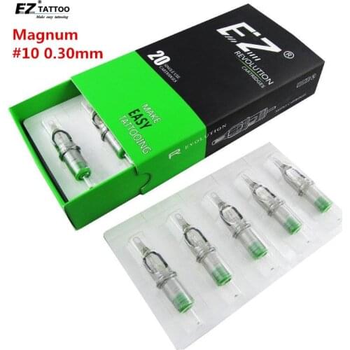 EZ Revolution Cartridge Tattoo Needles #10 0.30mm Magnum (M1) for System Tattoo Machines and Grips Tattoo Supply 20 pcs /box