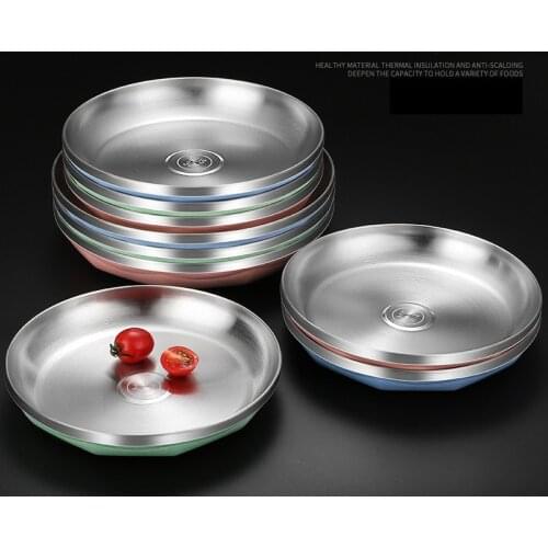 Creative Europe Style Salad Plates 304 Stainless High Quality Dumpling Plate Thicker Unbreakable Bowl