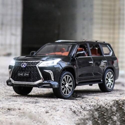 Diecast 1:24 LX570 Alloy Pull Back Car Model Metal Adult Collection Souvenir Ornaments Vehicle Boy Toy Decoration Gift