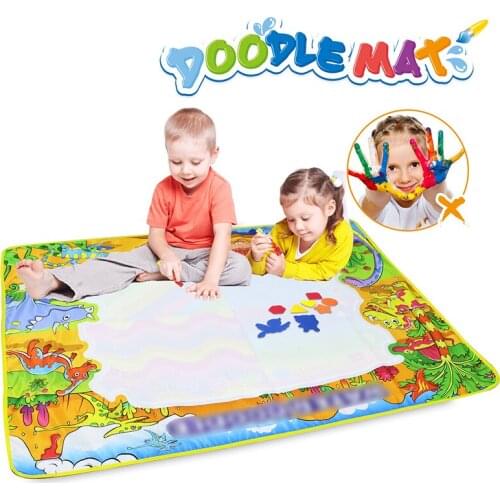 Big Size Dinosaur world Magic Water Drawing Mat 110*80cm& 4 Magic Pens &2 EVA Stamp Painting Board Doodle Mat Educational Toys