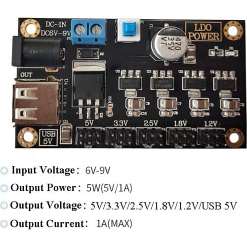 LM7805 Multi-channel Buck Linear Power Supply Module DC 6V-9V To 5V 3.3V 2.5V 1.8V 1.2V Output