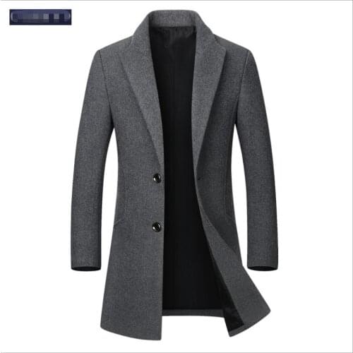 Mens Winter Trench Coat Single-Breasted Warm Outwear Long Cashmere Formal Overcoat Oversize S-4XL New 2021