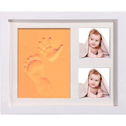 Baby Hand And Foot Ink Pad Set Wooden Three-frame Photo Frame Gift With Cover Hand And Foot Model Hand And Foot Print Baby