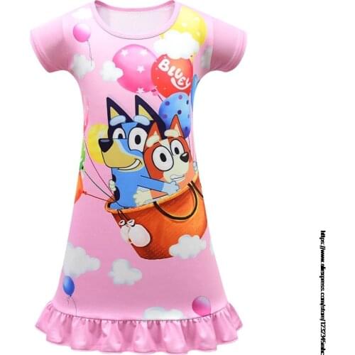 Fashion Children Clothing Summer Girls Dresses Baby Pajamas Cotton Princess Nightdress Girl Sleepwear Kids bingo bluey Nightgown