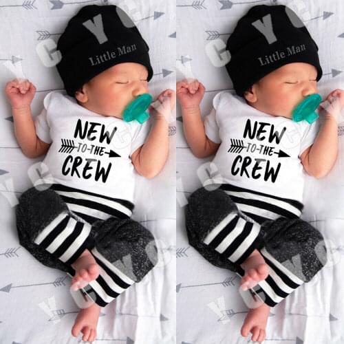 3-18M 3PCS New Infant Newborn Baby Boy Romper + Pants Outfit Clothes Bodysuit Playsuit Clothes Set Autumn Outfits Baby Romper