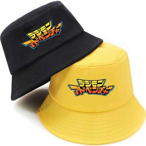 Anime Digimon Adventure Bucket Hat teenager Outdoor Fisherman Hats Summer Hip Hop Cap unisex Streetwear bucket caps