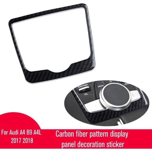 Carbon Fiber Car Center Gear Control Panel Multimedia Display Switch Knob Frame Cover Trim For Audi A4 B9 A4L 2017 2018