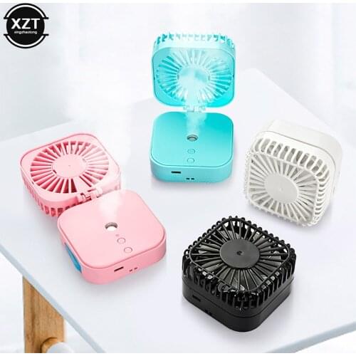 Portable USB rechargeable Spray Humidifier Small Fan Hanging Neck Fan Handheld Desktop Pocket Fan Collapsible Mini fan Gifts
