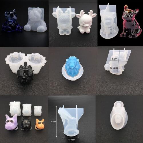 Transparent unicorn silicone epoxy resin mold geometric bear rabbit dog mold animal aroma candle making decoration tool