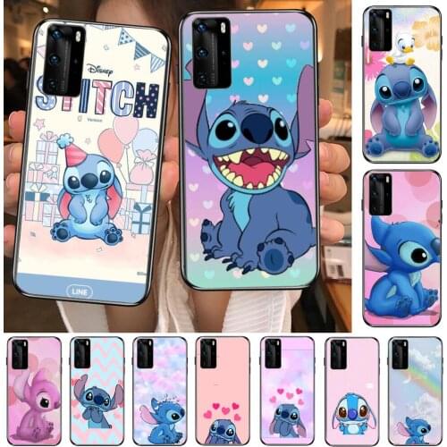 Pink Stitch Wow Phone Case For Huawei P40 p30 P20 10 9 8 Lite E Pro Plus Black Etui Coque Painting Hoesjes comic fas