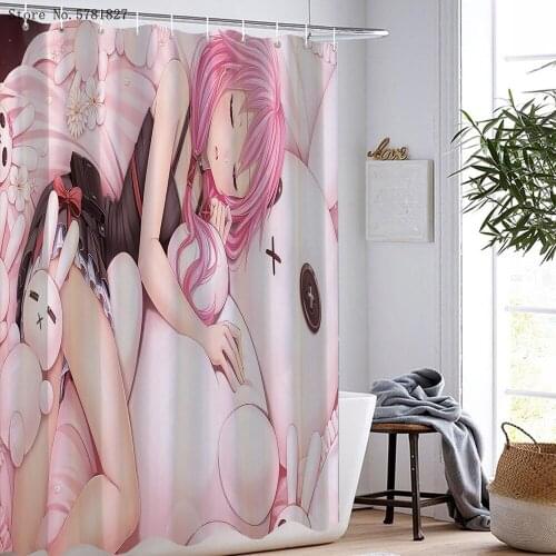 3D Print Cartoon Shower Curtains Japan Anime Fabric Waterproof Polyester Sexy Lovely Girls Shower Curtain Home Bathroom Curtain