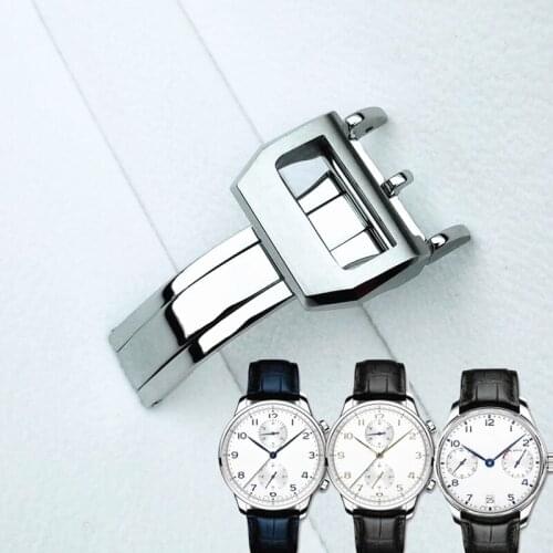 18mm Silver Black Gold Rose 316L Stainless Steel Folding Clasp For IWC Pilot Nylon Leather Butterfly Buckle Clasp With Engraving