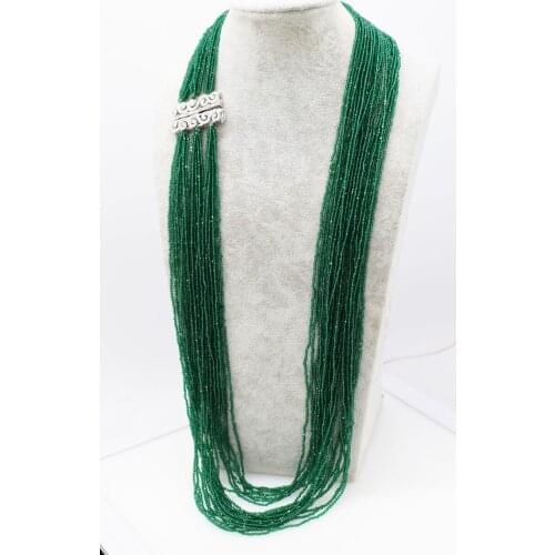 24rows green spinel 2mm round faceted long necklace 34/35/36inch wholesale beads nature FPPJ woman wedding 2019 amazing