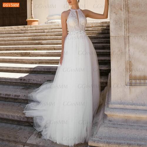 Sexy O Neck Wedding Dress White 2021 Sleeveless robe de mariée A-LINE Custom Made Bridal Gowns Lace Appliques свадебное платье