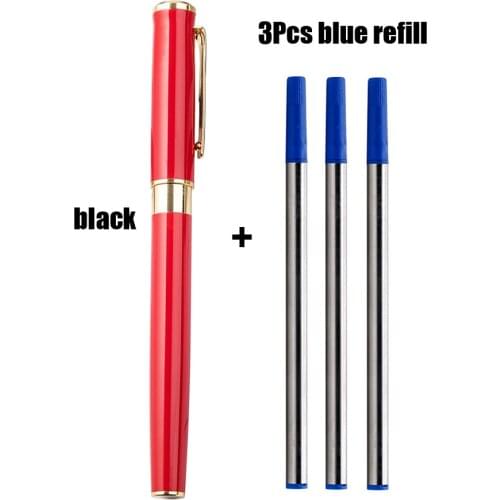 1+3Pcs Luxury Metal Gel Pen 0.5mm Tip Roller Pen Hotel Business Writing Ballpoint Pen School Office supplies
