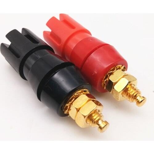 1Pair hight Quality Banana plug 4MM Terminals Red Black Connector Amplifier Terminal Binding Post Banana Speaker Plug Jack