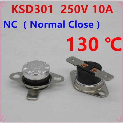 10Pcs KSD301 130 Degrees Celsius 130 C Normal Close NC Temperature Controlled Switch Thermostat 250V 10A Thermal Protector