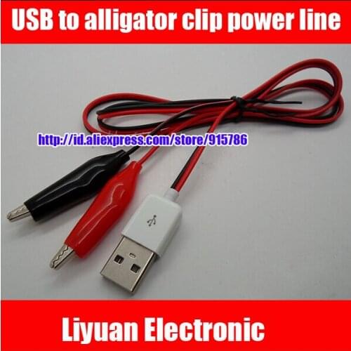 10pcs USB to alligator clip test leads / USB to alligator clip power line / USB Power cable 50CM