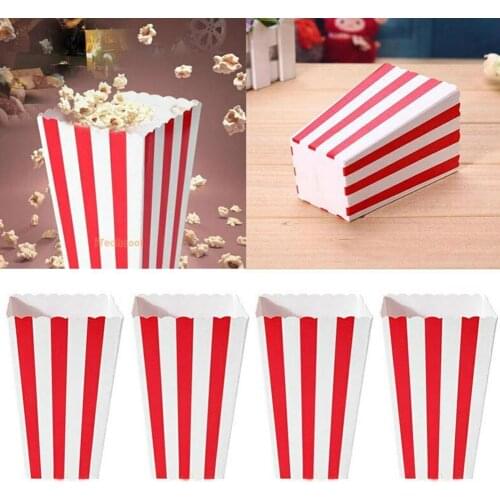 12pcs Paper Popcorn Boxes Corn Favor Bags For Candy Supplies Party Kitchen Christmas Tools Birthday Food Wedding Decor T5M0