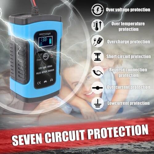 12V 24V Pulse Repairing Charger with LCD Display Motorcycle & Car Battery Charger AGM GEL WET Lead Acid Battery Charger