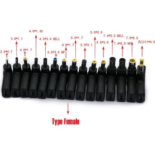15pcs USB C Female Universal Laptop Charger Converter USB Type C Dc Power Adapter Plug Connector for Lenovo Asus Hp Notebooks