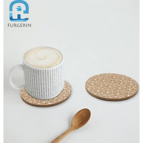 FURGERIN 2PCS Cup Coaster Set Nordic cup placemat pad Wood Placemats for Kitchen Table Drink Coasters cork table mats Bar Mat
