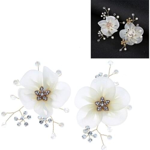 2PCS Fashion Floral Simulated Pearl Shoe Clip Mini Decoration Women Sandals Charms Flower Clips Shoes Buckle Elegant Accessories
