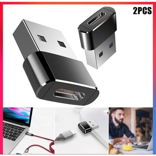 2pcs USB C Female To Male Adapter Multipurpose Portable Type C to USBA Connector For Laptops Chargers Device
