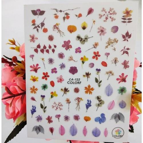 3D Nail Stickers Art Watercolor Flowers Leaf lavender Nail Decoraciones Decals Foil Manicure Designer Accessories Nails Supplies