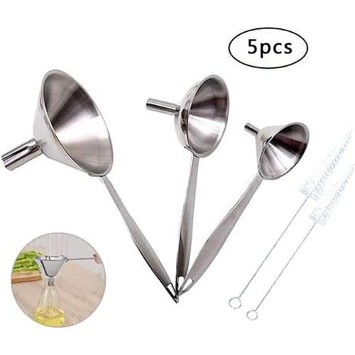 5pcs / set Stainless Steel Funnel, with Handles for Transferring of Liquid Fluid Dry Ingredients for Daily Use