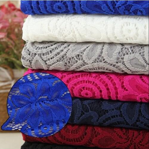 5Yards soft spandex Cotton fashion stretch lace new floral design lace fabric 62" wide