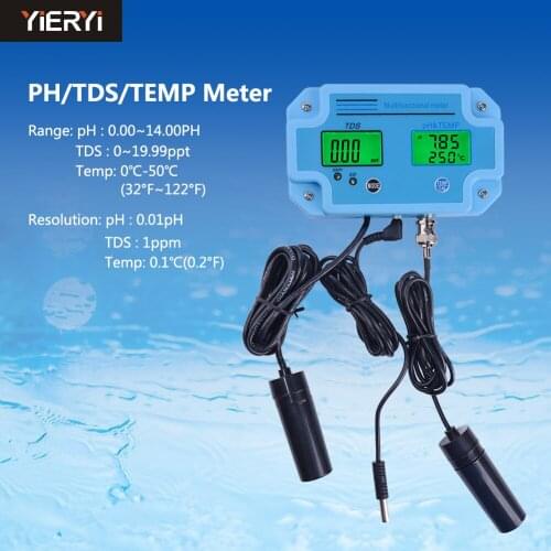 Yieryi PH-2983 Digital Ph Tester, Temperature & Tds 3 In 1 Multi-parameter Water Quality Analyzer Water Meter Water Tester Tool