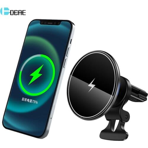 DCAE Magnetic 15W Fast Wireless Car Charger for iPhone 12 Mini 12 Pro Max For Magsafe Charger Phone Magnet Air Vent Clamp Holder