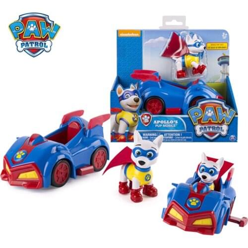 Genuine Paw Patrol Apollo Rescue Dog Puppy Set Toy Car Patrulla Canina Toy Action Figure Model Car Kids Birthday Christmas Gifts