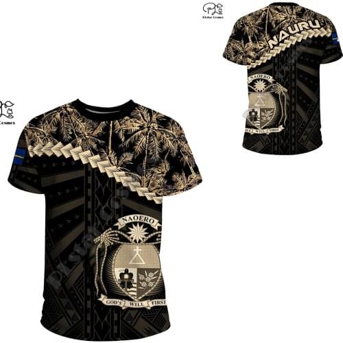 PLstar Cosmos Nauru Micronesia Island Country Flag Tribal Culture Retro 3DPrint Summer Funny Streetwear T-Shirts Short Sleeves 3