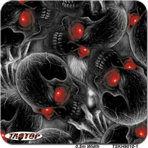 TSKH9010-1B size 0.5m*10m new RED eyes skull Hydro Graphics film Water Transfer Printing Film pva hydro dipping film