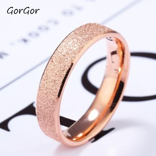 GorGor Women Ring Simple Frosted Titanium Steel Fashion Jewelry Gift for Girl Ladies Vintage Wedding Rings 070
