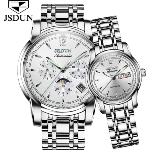 JSDUN 2021 Couple Watch Ladies Couple Watch Top Brand Luxury Mechanical Waterproof Watch Fashion Casual Ladies Watch Men 8750