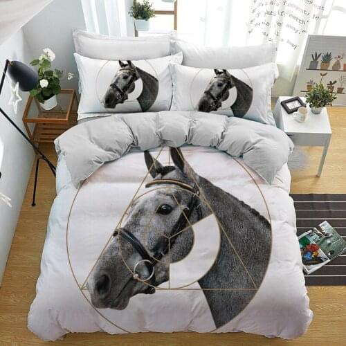 3D Horses Printted Bedding Set Luxury Soft Duvet Cover King Queen Twin Full Sizes Comforter Bed Set Pillowcases Bedclothes Decor