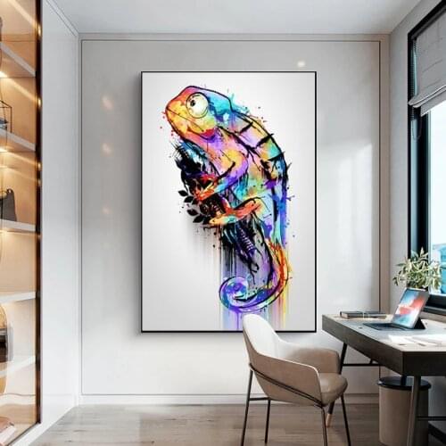 Colorful Chameleon Canvas Paintings Oil Painting Abstract Animal Poster and Prints Modern Home Decoration Wall Picture Artwork