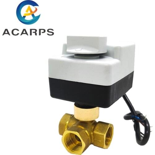1/2" 1" 1-1/2" Brass Electric Ball Valve Three-Wire Two-Control Three-Way Electric Actuator Internal Thread With Manual Switch
