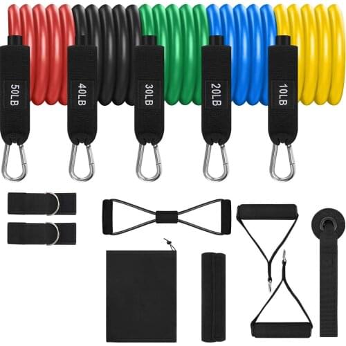 Resistance Training Workout Exercise Bands Set 13pcs w/ Door Anchor, Handles & Ankle Straps for Physical Therapy,Home Workouts