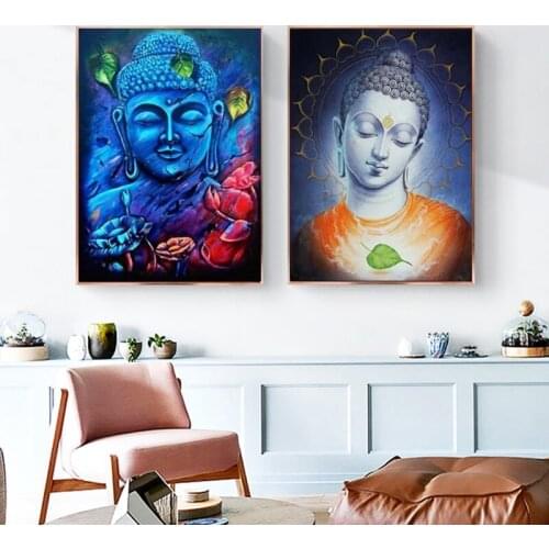 Wall Art Nordic Style HD Prints Buddha Canvas Leaves Poster Home Decoration Paintings Modular Pictures For Bedroom Background
