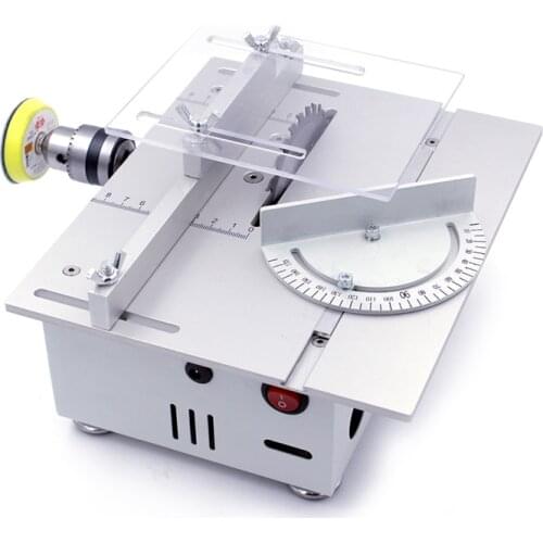 Mini Table Saw Handmade Woodworking Bench Saw DIY Hobby Model Crafts Cutting Tool with Power Supply HSS Circular Saw