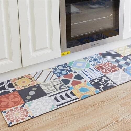 Anti-slip Kitchen Mat American Style Waterproof Kitchen PVC Carpets PU Printed Rug Entrance Doormat Bedroom Bathroom Floor Mats