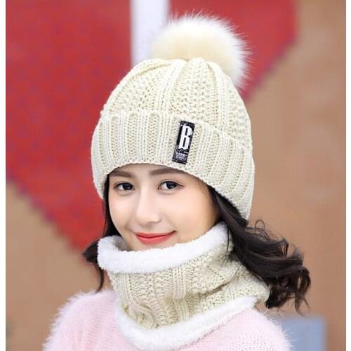 2021 NEW Womens warm winter knitted Beanies hat Thick Beanie Skullies Hat Female knit Letter Bonnet Beanie Caps Outdoor Riding