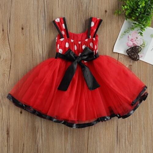 1-4Y Toddler Kids Baby Girl Dress Sleeveless Polka Dot Tutu Princess Dresses One Pieces Clothes