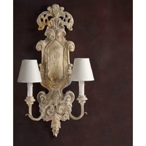 Custom American Country Retro Wooden Wall Lamp Distressed Surface Bedroom Bedside Lamp Bar a Corridor Aisle Wall Lamp