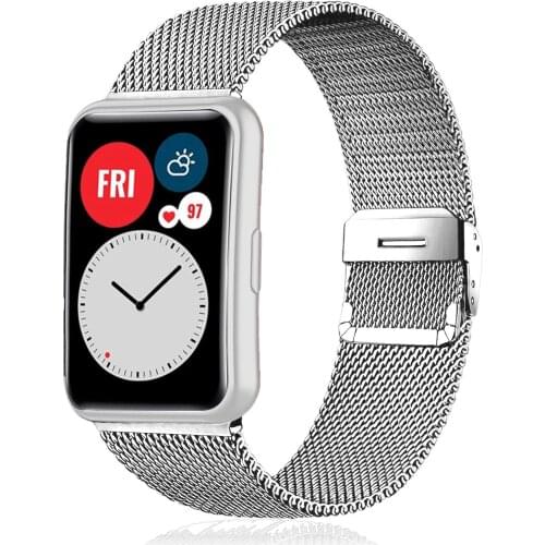 Milanese Band For Huawei Watch FIT Strap Accessories stainless steel metal Sliding buckle bracelet Huawei Watch fit 2021 band