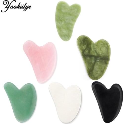Heart-shaped Guasha Rose Quartz Jade Stone Scraper Face Massage Tools Guasha Board Guasha Plate Anti Wrinkle for Face Neck Body